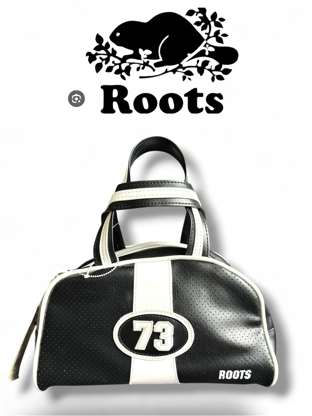Vintage Roots 73 Spirit Duffel Bag Y2K Black and White NWT